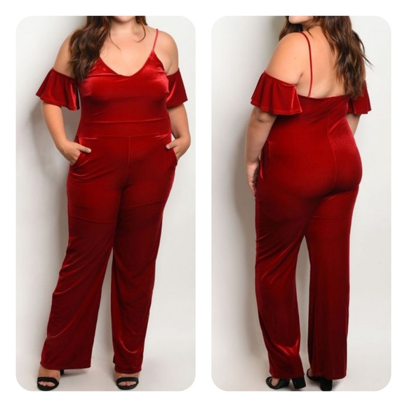 Pants - plus size velvet jumpsuit